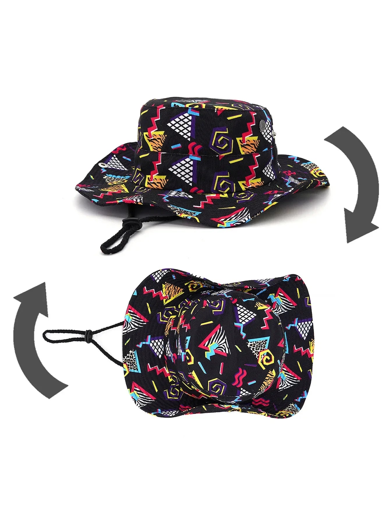 Unisex Wide Brim Bucket Hat Letter Print
