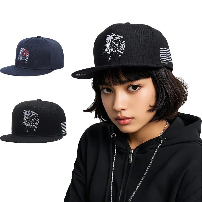 Native American Tribal Embroidery Streetwear Snapback Cap