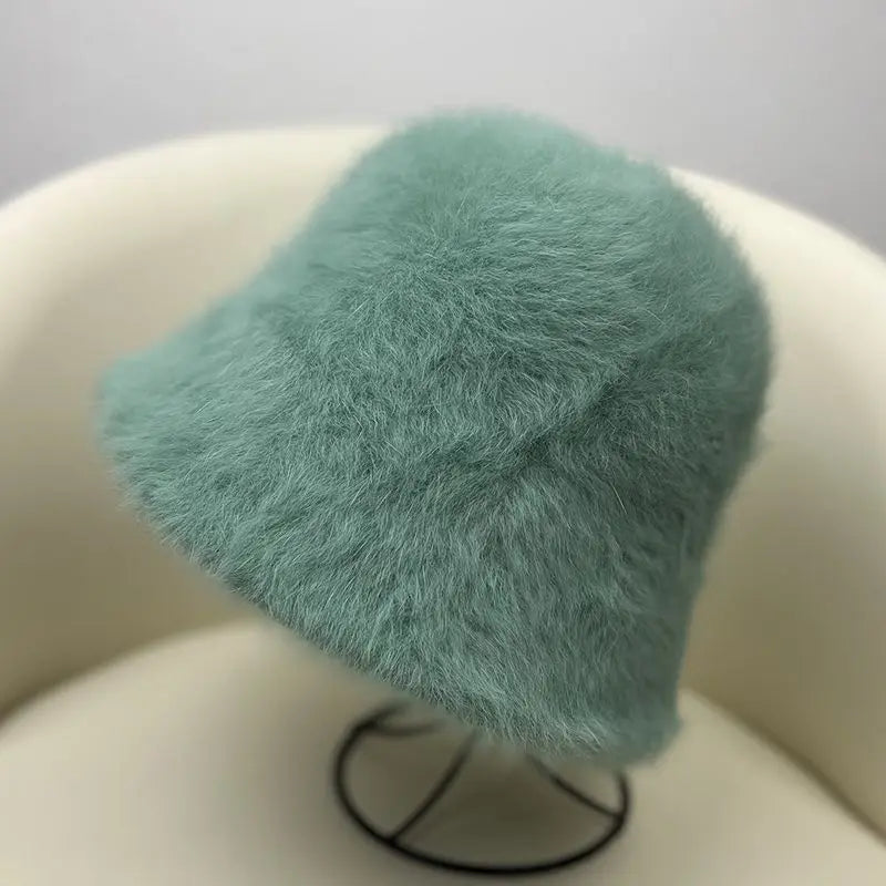Women's Rabbit Hair Warm Bucket Hat