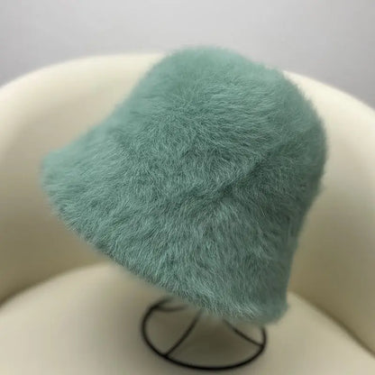 Women's Rabbit Hair Warm Bucket Hat