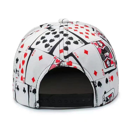 Poker Card Print Hip Hop Cap