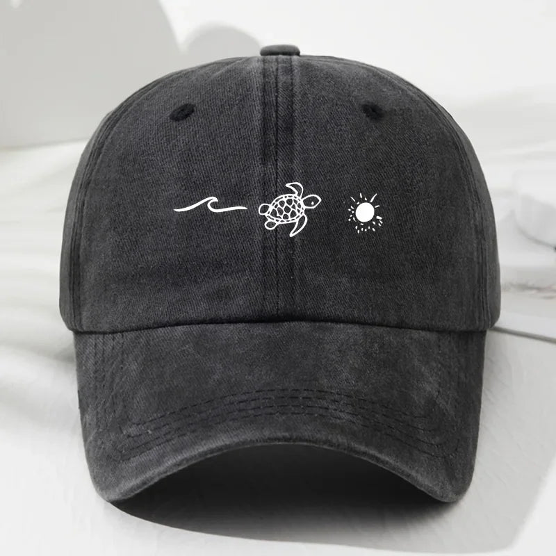 Vintage Turtle Print Duckbill Baseball Cap