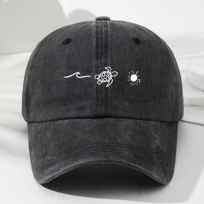 Vintage Turtle Print Duckbill Baseball Cap