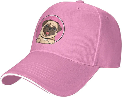 Cute Pug Dog Head Graphic Baseball Cap