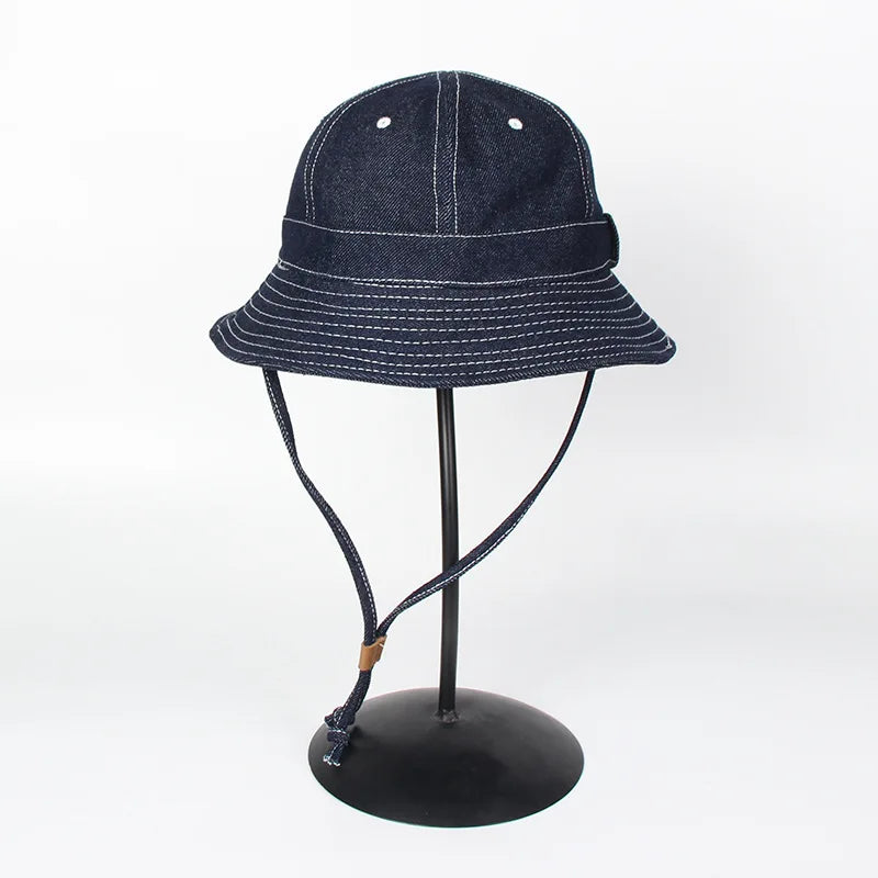 Vintage Denim Wide Brim Unisex Bucket Hat