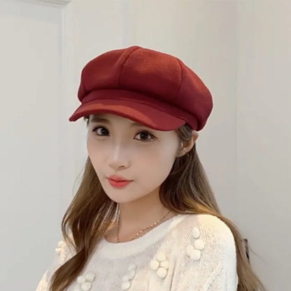 Woolen Solid Color Winter Baseball Cap