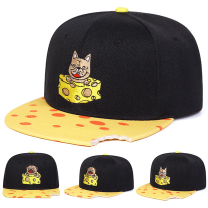 Dog Embroidery Outdoor Casual Snapback Cap