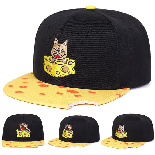 Dog Embroidery Outdoor Casual Snapback Cap