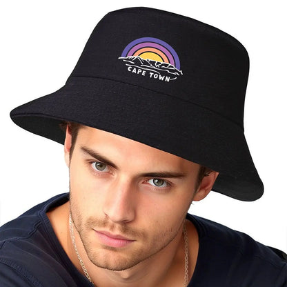 Cape Town Rainbow Mountain Retro Graphic Bucket Hat