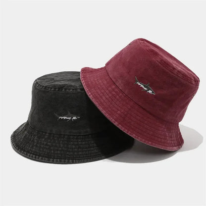 Four Seasons Cotton Cartoon Fish Embroidery Outdoor Bucket Hat