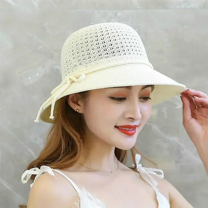 Women Braided Beach Sunshade Bucket Hat