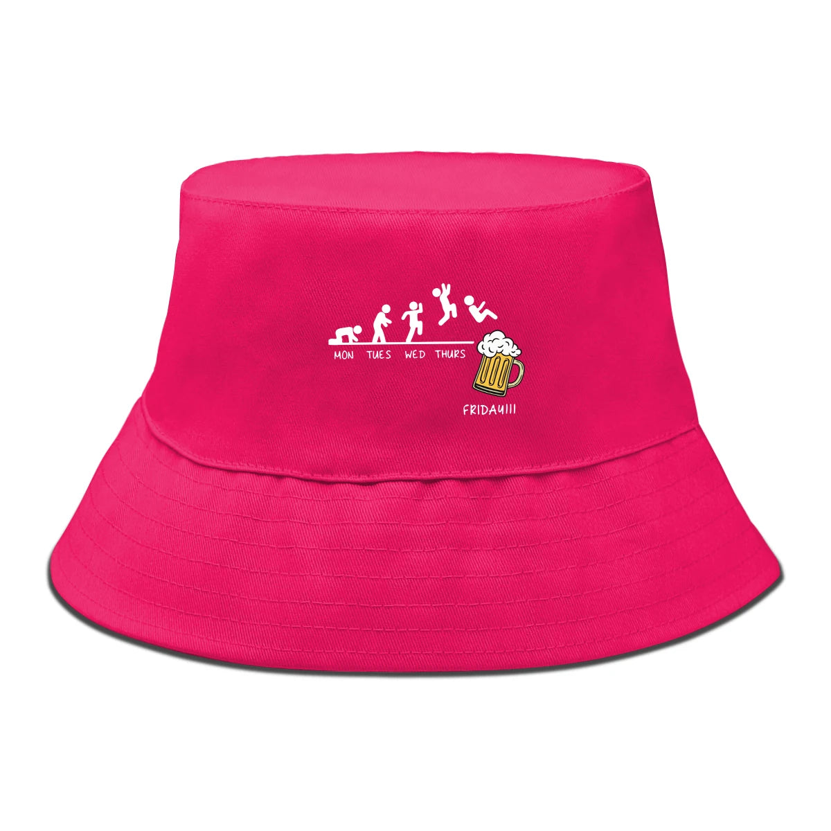 Friday With Beer Solid Color Foldable Bucket Hat