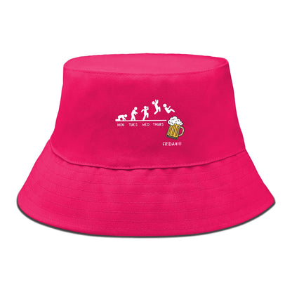 Friday With Beer Solid Color Foldable Bucket Hat