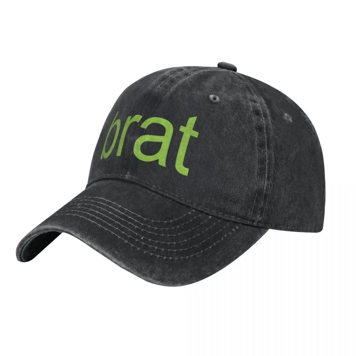 Brat Green Distressed Denim Baseball Cap