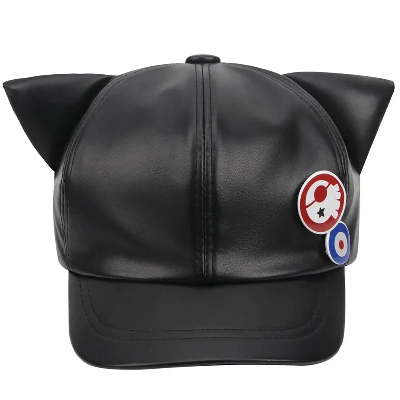 Asuka Cat Ear PU Leather Baseball Cap
