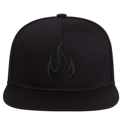 Flame Embroidery Adjustable Cotton Snapback Hat