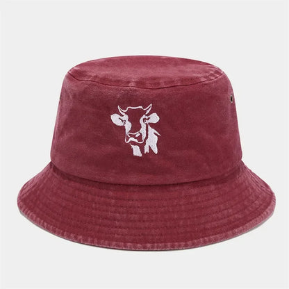 Four Seasons Animal Embroidered Cotton Bucket Hat