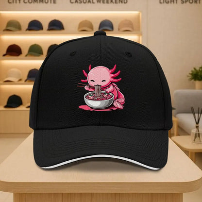 Cute Axolotl Eating Ramen Graphic Baseball Cap