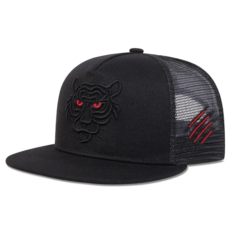 Unisex Tiger Embroidery Hip-hop Net Hats