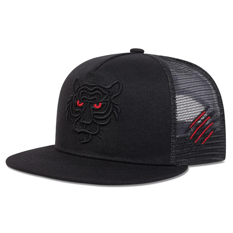 Tiger Embroidery Hip Hop Snapback Cap