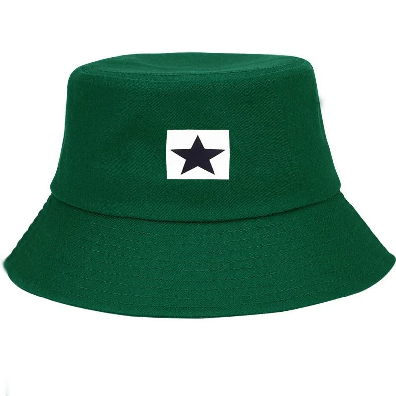Five Pointed Star Print Cotton Bucket Hat