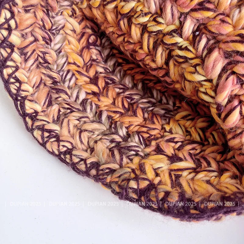 Dopamine Color Coarse Wool Knitted Winter Bucket Hat