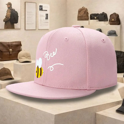 Bee Graphic Streetwear Flat Brim Snapback Cap