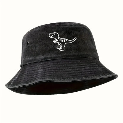 Retro Washed Dinosaur Print Fisherman Hat