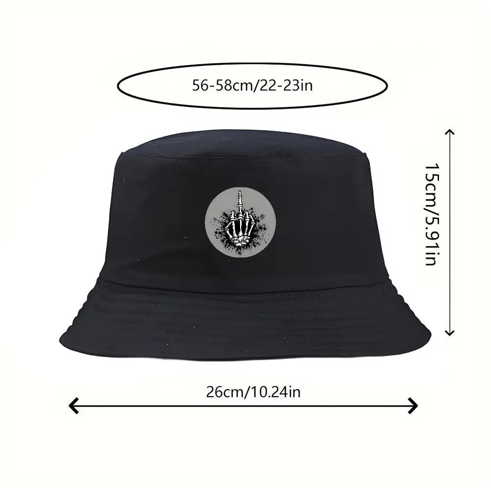 Unisex Hand Gesture Print Cotton Bucket Hat