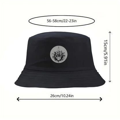 Unisex Hand Gesture Print Cotton Bucket Hat
