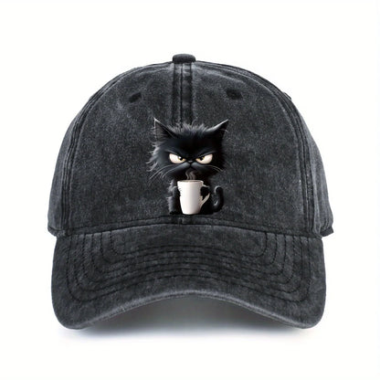 Coffee Cat Print Baseball Hat Unisex