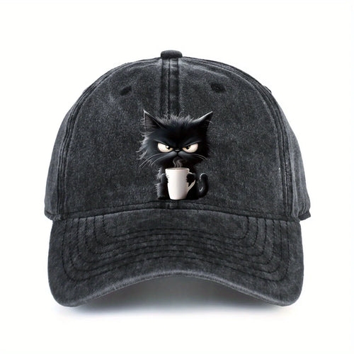 Coffee Cat Print Baseball Hat Unisex