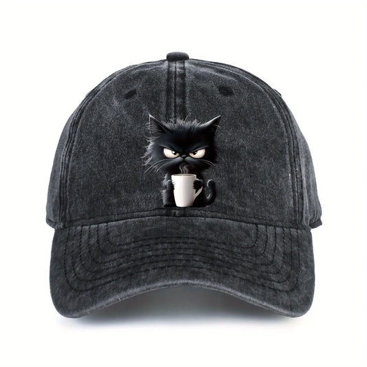 Coffee Cat Print Baseball Hat Unisex