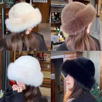 Fluffy Fur Winter Plush Bucket Hat