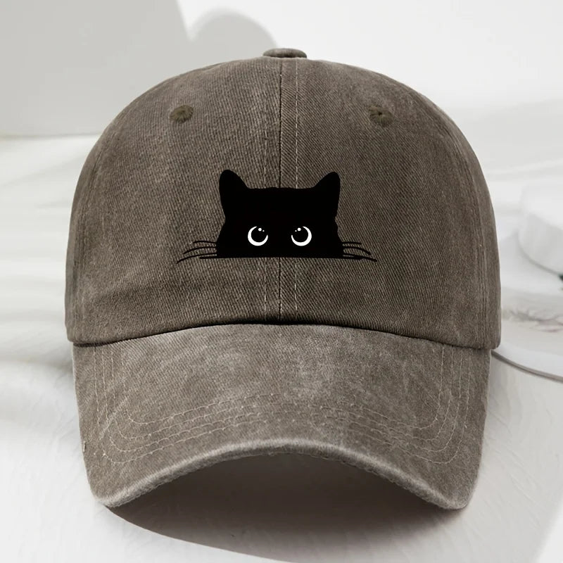 Retro Black Cat Print Baseball Cap