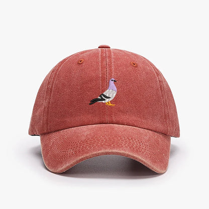 Embroidered Pigeon Vintage Washed Spring Baseball Cap