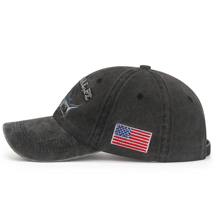 Shark American Flag Embroidered Baseball Cap