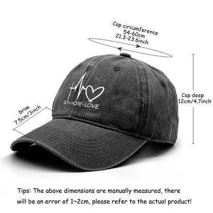 Faith Hope Love Print Adjustable Baseball Cap