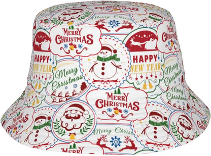 Retro Christmas Poster Print Bucket Hat