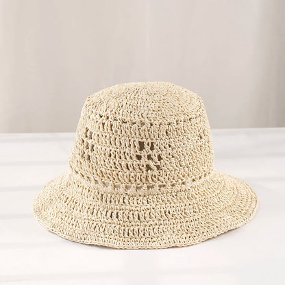 Y2K Korean Handwoven Straw Bucket Hat