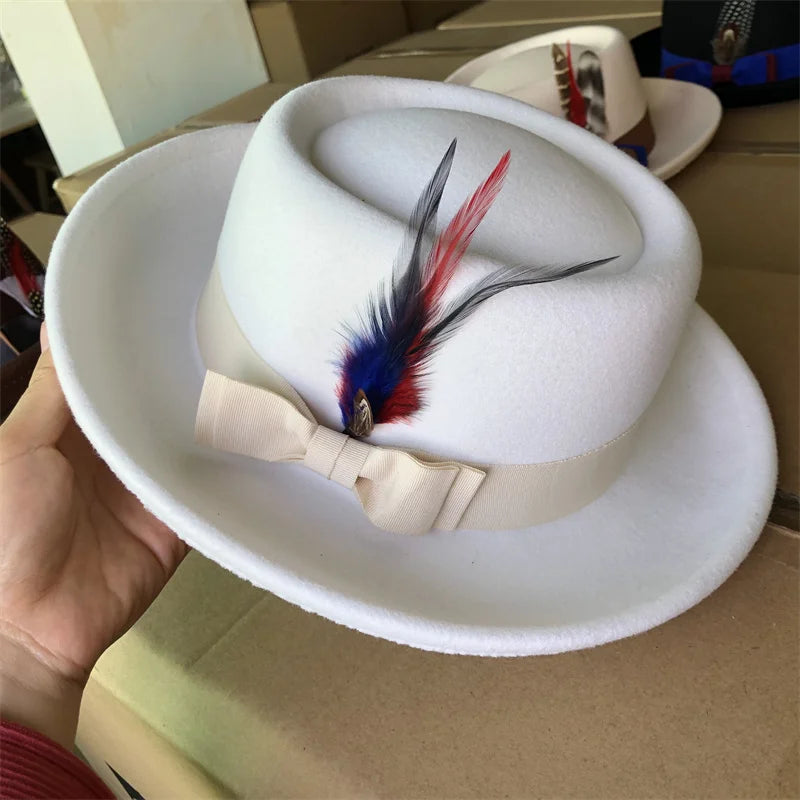 Men Women Autumn Winter Pork Pie Fedora Jazz Hat
