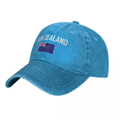 New Zealand Flag Charcoal Washed Denim Baseball Cap