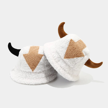 Creative Horn Ear Lambswool Plush Bucket Hat