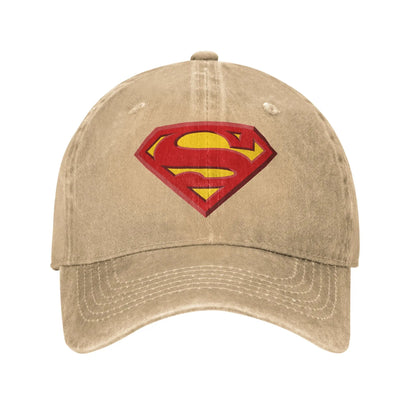 Superman Logo Retro Distressed Washed Baseball Cap
