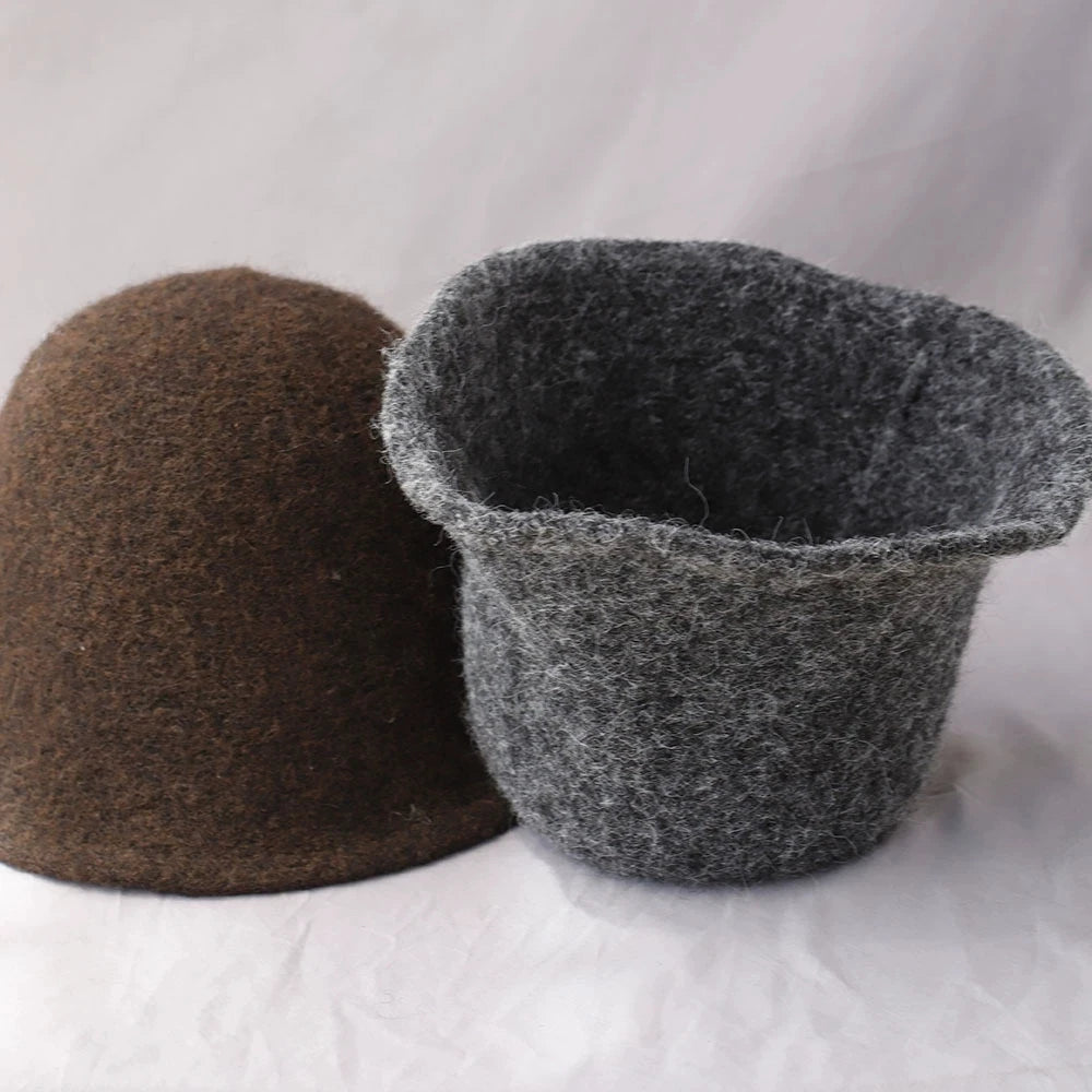 Wool Knit Cashmere Winter Bucket Hat