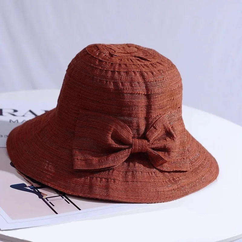 Wide Brim Bow Foldable Bucket Hat