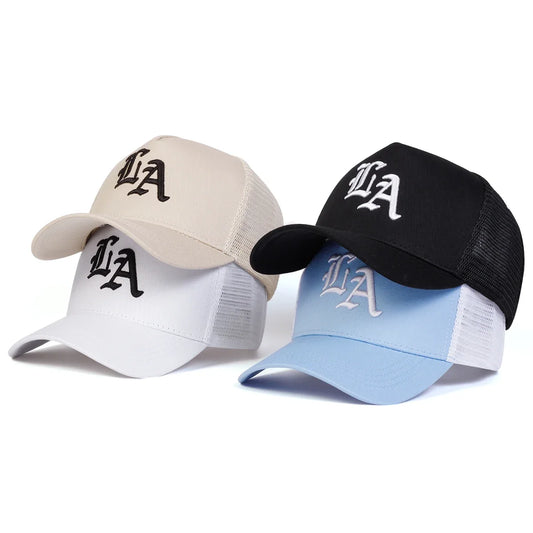 Unisex LA Letter Embroidery Baseball Net Caps