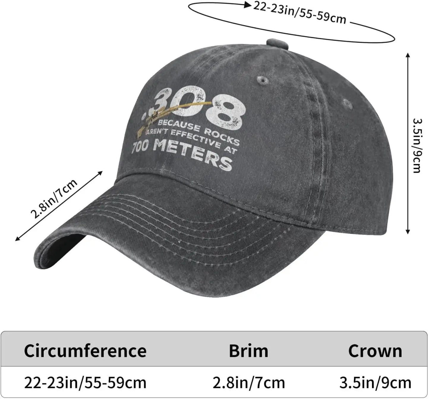 308 Because Rocks Arent Effective Funny Baseball Cap