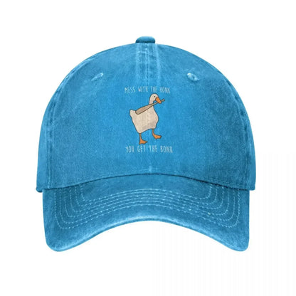 Untitled Goose Game Honk Bonk Distressed Denim Baseball Cap
