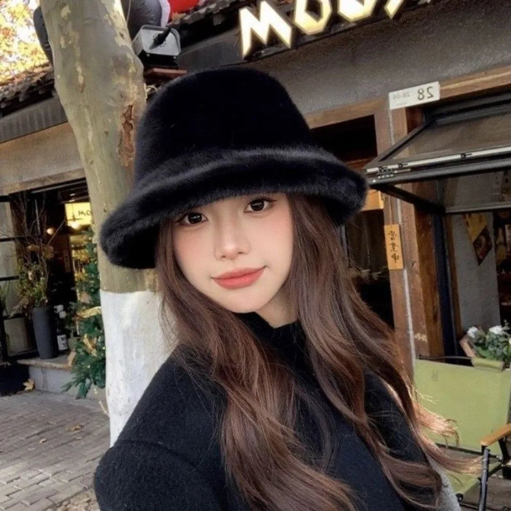 Windproof Fluffy Fur Winter Bucket Hat